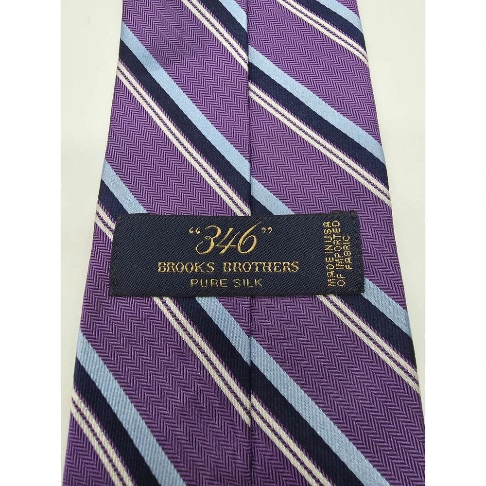 Brooks Brothers 346 100% Silk USA Made Purple Blue Striped 58